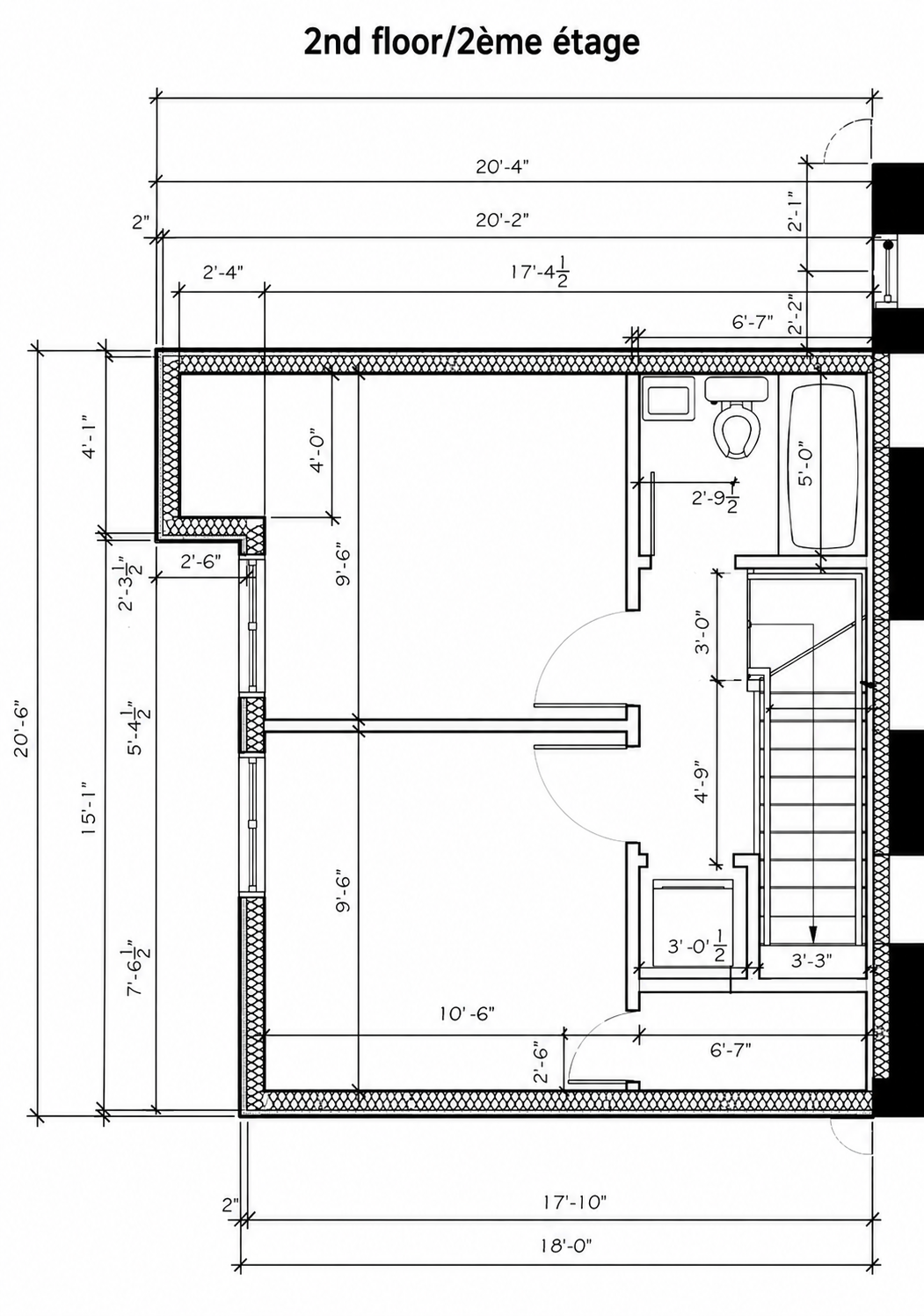 Second floor plan for 21C rue Duquesne